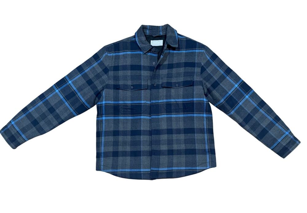 EVERLANE Blue Plaid Cotton Coat Jacket Size Small